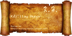 Kállay Hunor névjegykártya